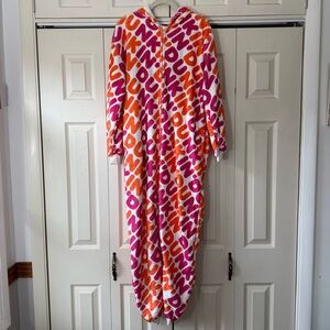 Dunkin’ Donuts Fleece Onsie Jumpsuit Pajamas Women’s Size Large